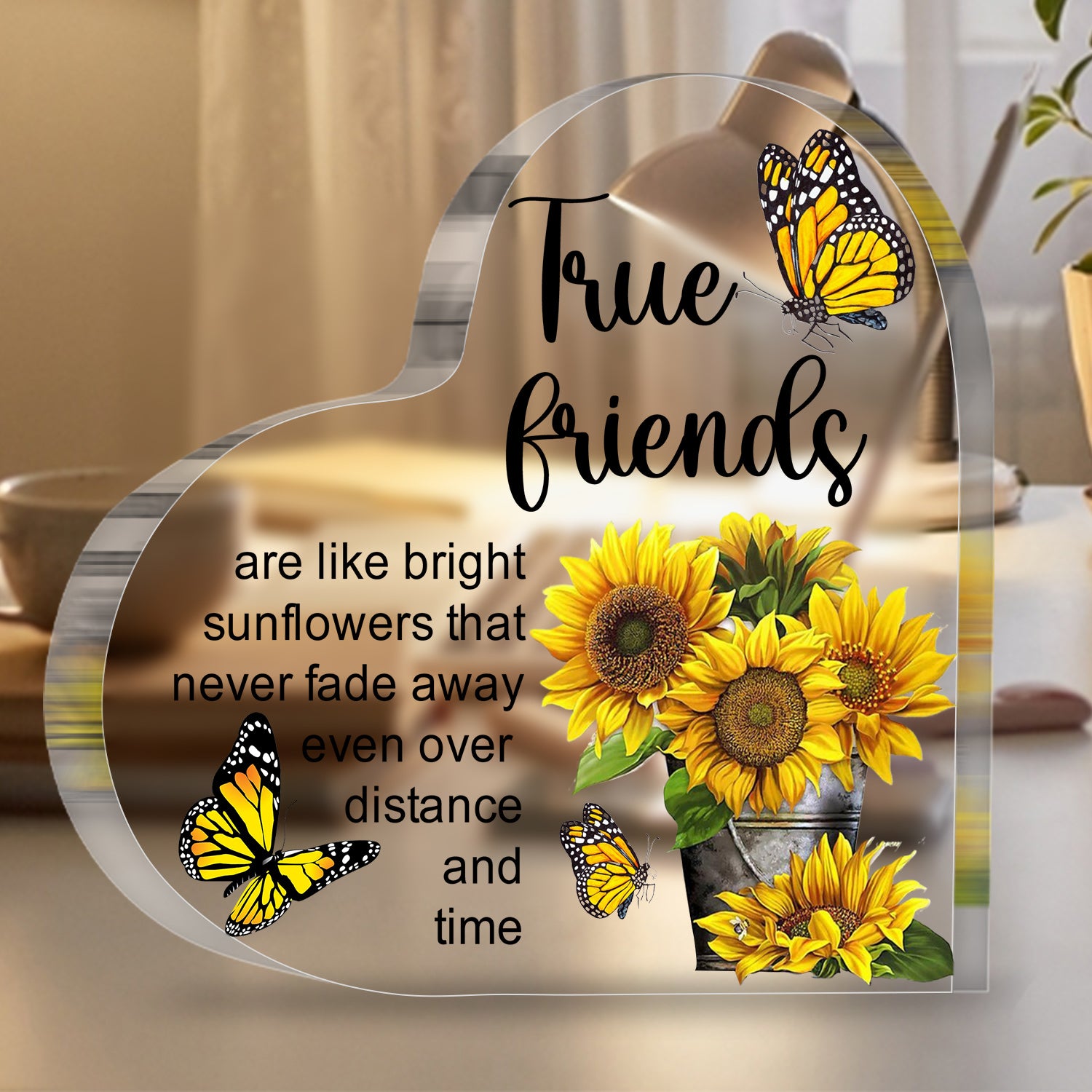 True Friends Gifts Friendship Sunflower Gifts For Bestie Best Female Friend Birthday Gifts For Women Heart Acrylic Plaque