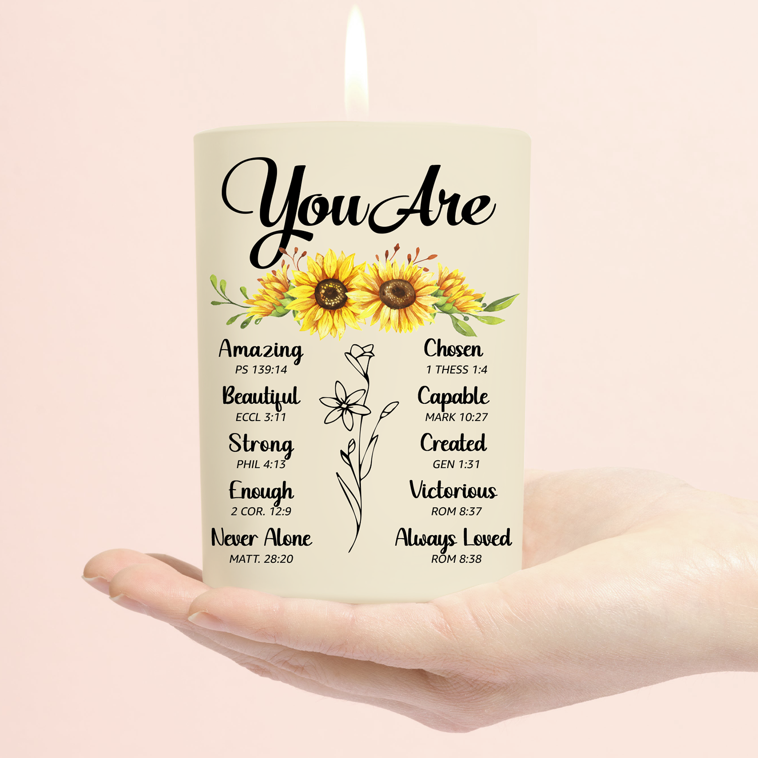 Sunflower You Are Bible Verse Scented Candle Gifts