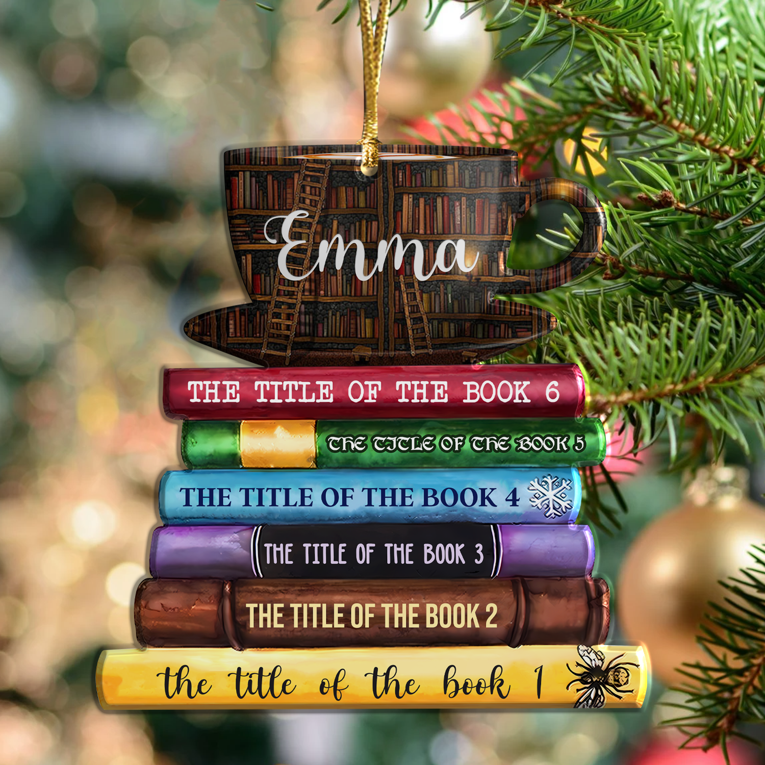 Book Lovers Custom Acrylic Ornament Christmas Car Hanging Gift
