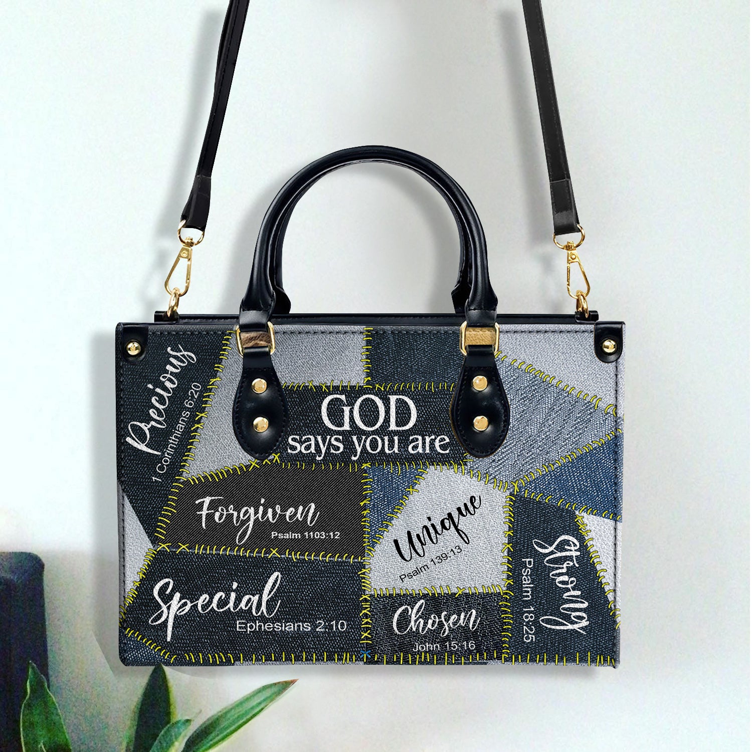 God Says You Are Everlasting Faith Leather Handbag