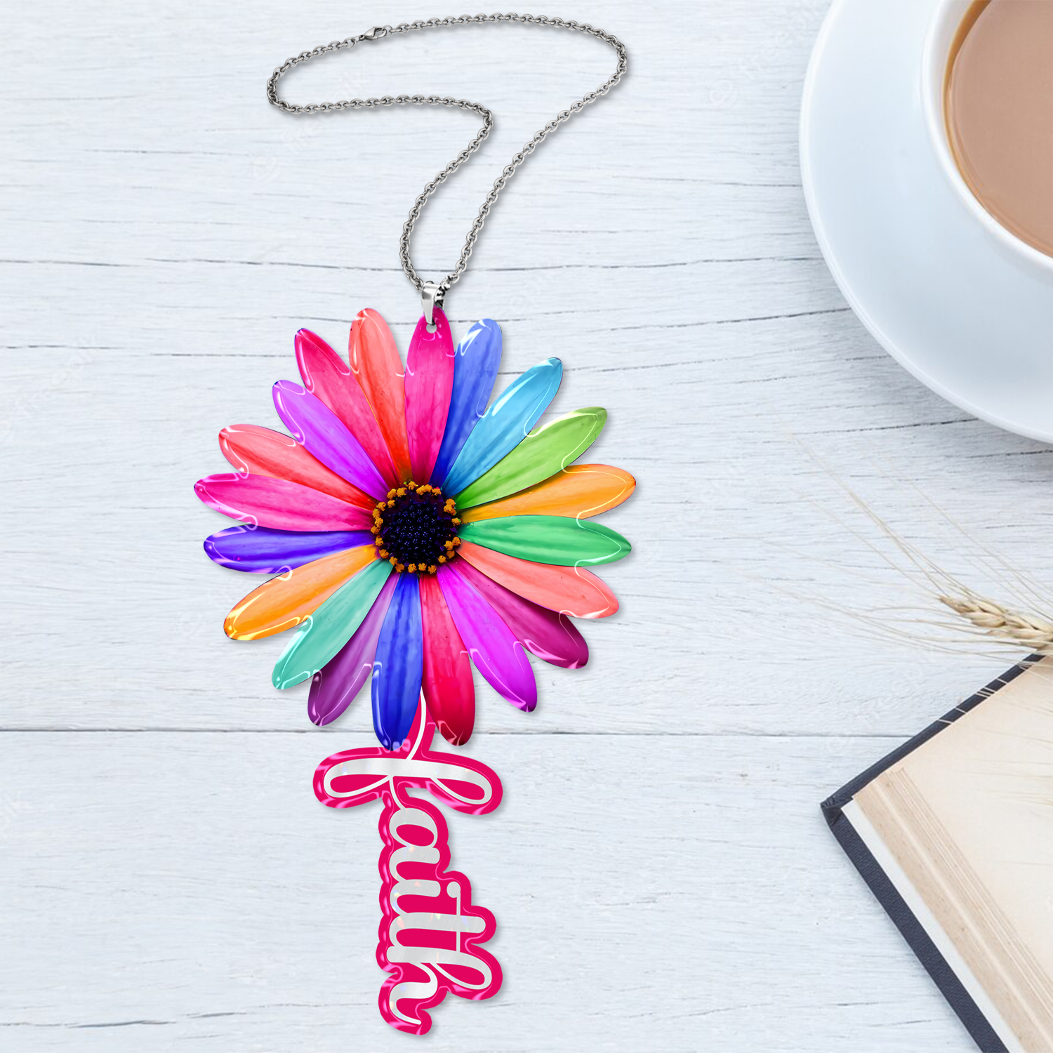 Colorful Daisy Faith Christian Gifts For Women, Birthday Gifts For Women, Ornament Gift, Christmas Ornament Car Hanging