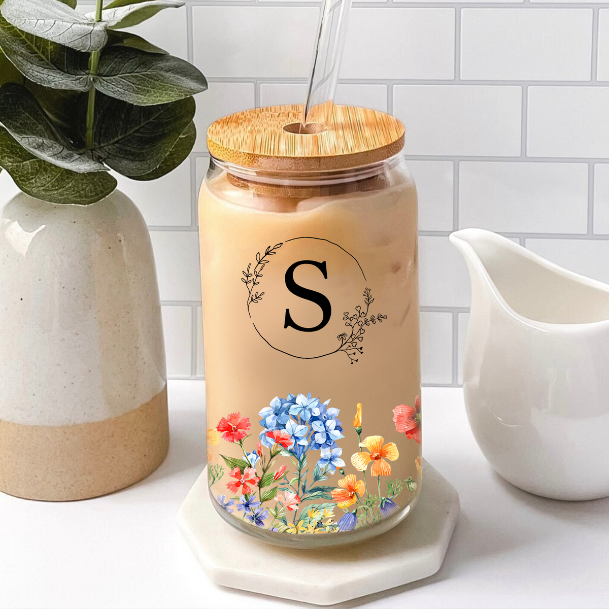 Wild Floral You Are Custom Bible Verse Glass Can Gifts