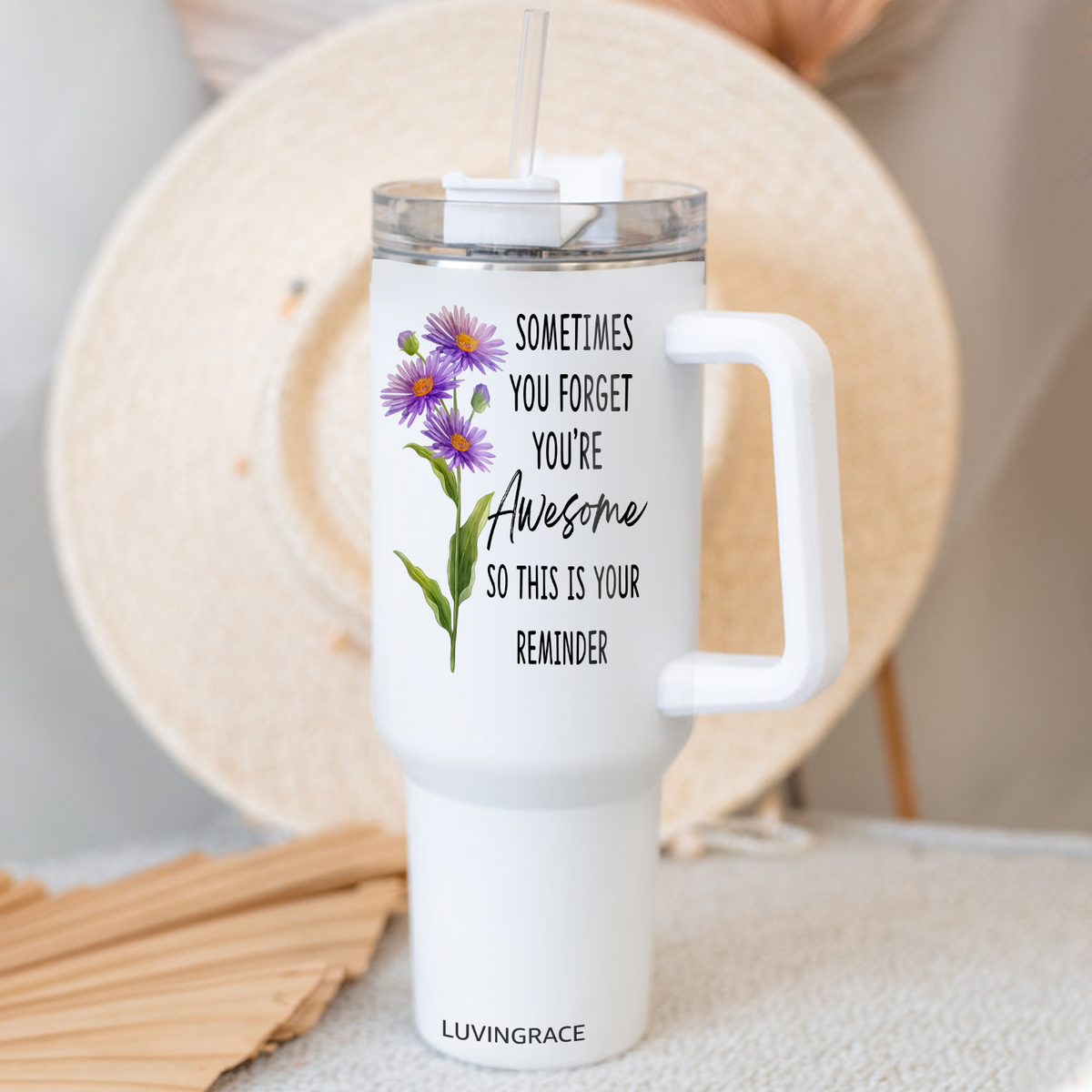 Floral You're Awesome Inspirational Gifts for Women Friends 40Oz Tumbler