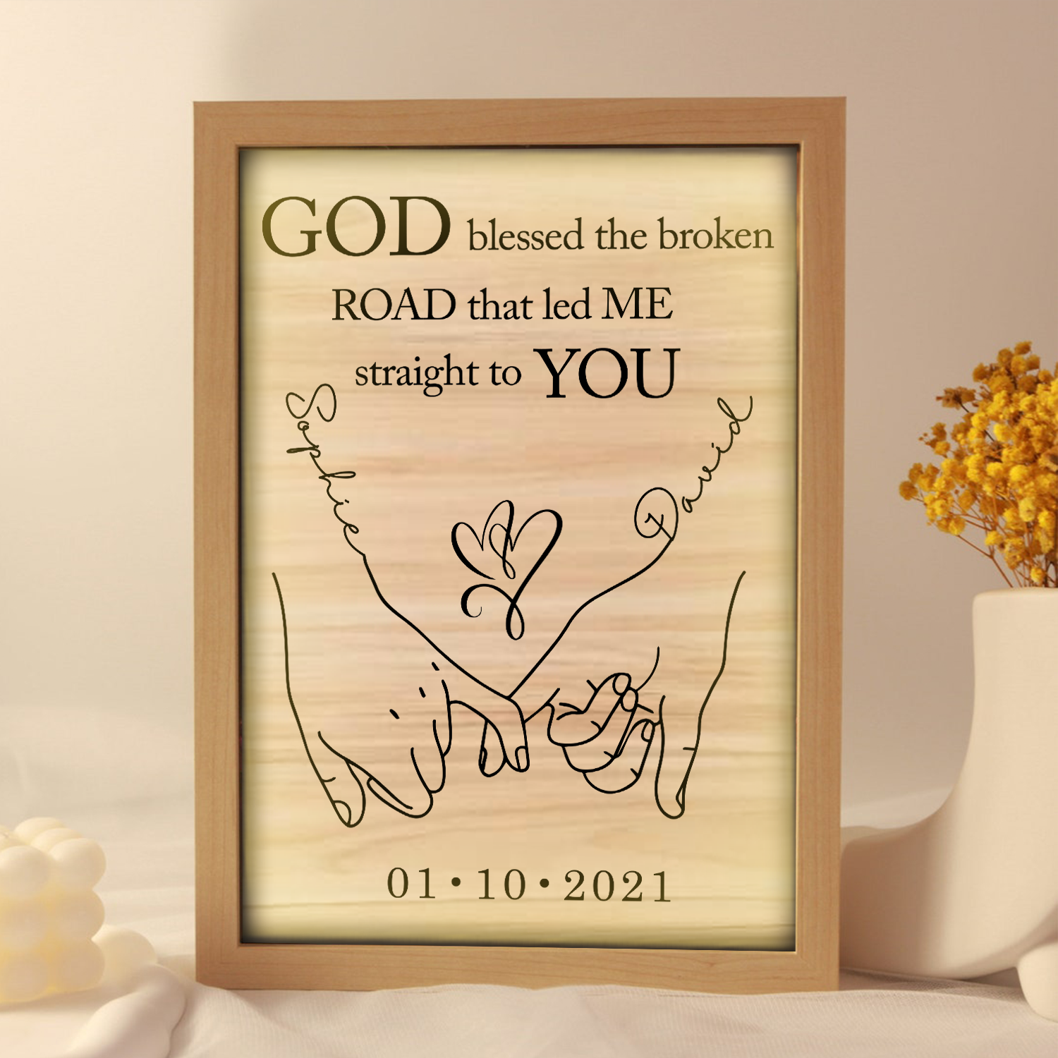 God Blessed Couple Personalized Custom Frame Light Box