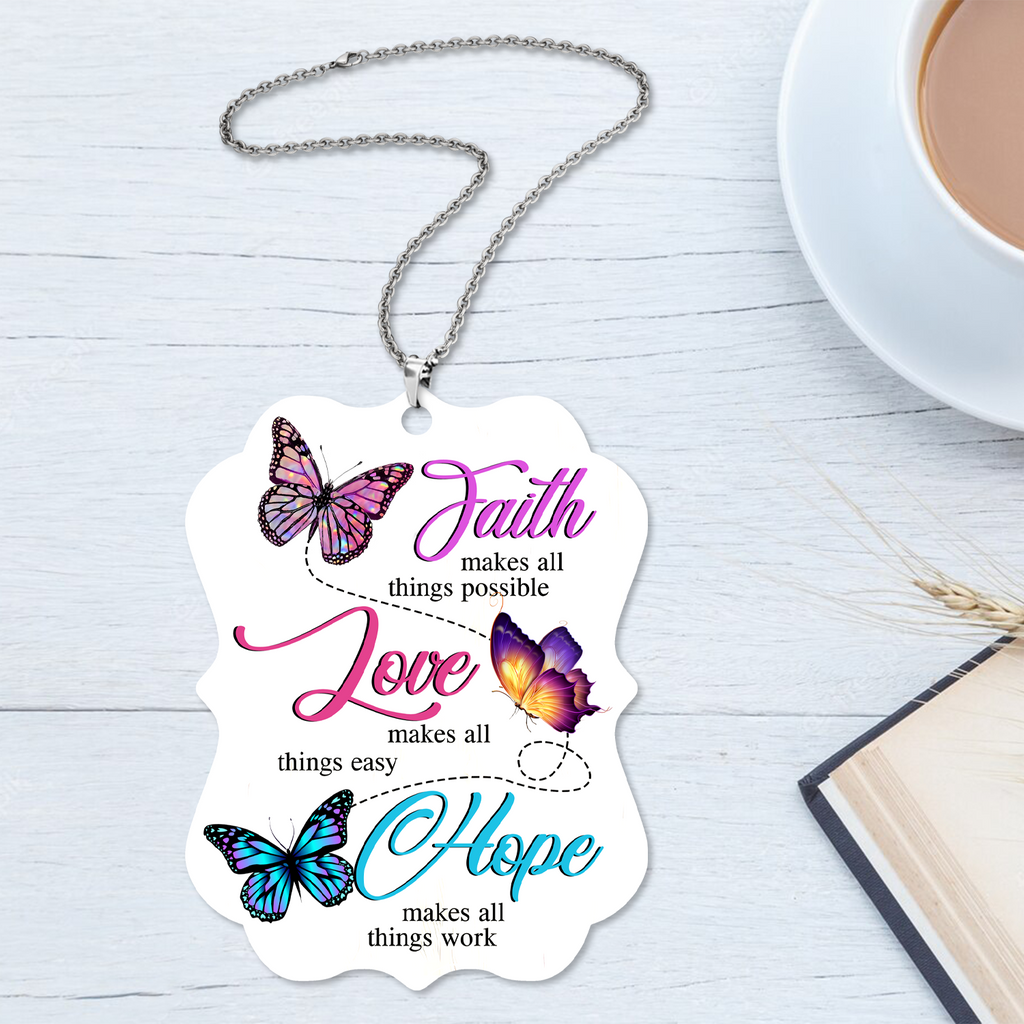 Butterfly Faith Hope Love Christian Gifts For Women, Birthday Gifts For Women, Ornament Gift, Christmas Ornament Car Hanging