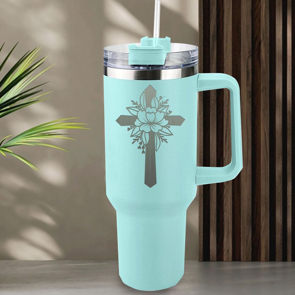 Everyday God thinks of you Christian 40oz Tumbler Travel Cup - Birthday, Christmas Gifts for Women - Religious, Self Care Inspiration Gifts