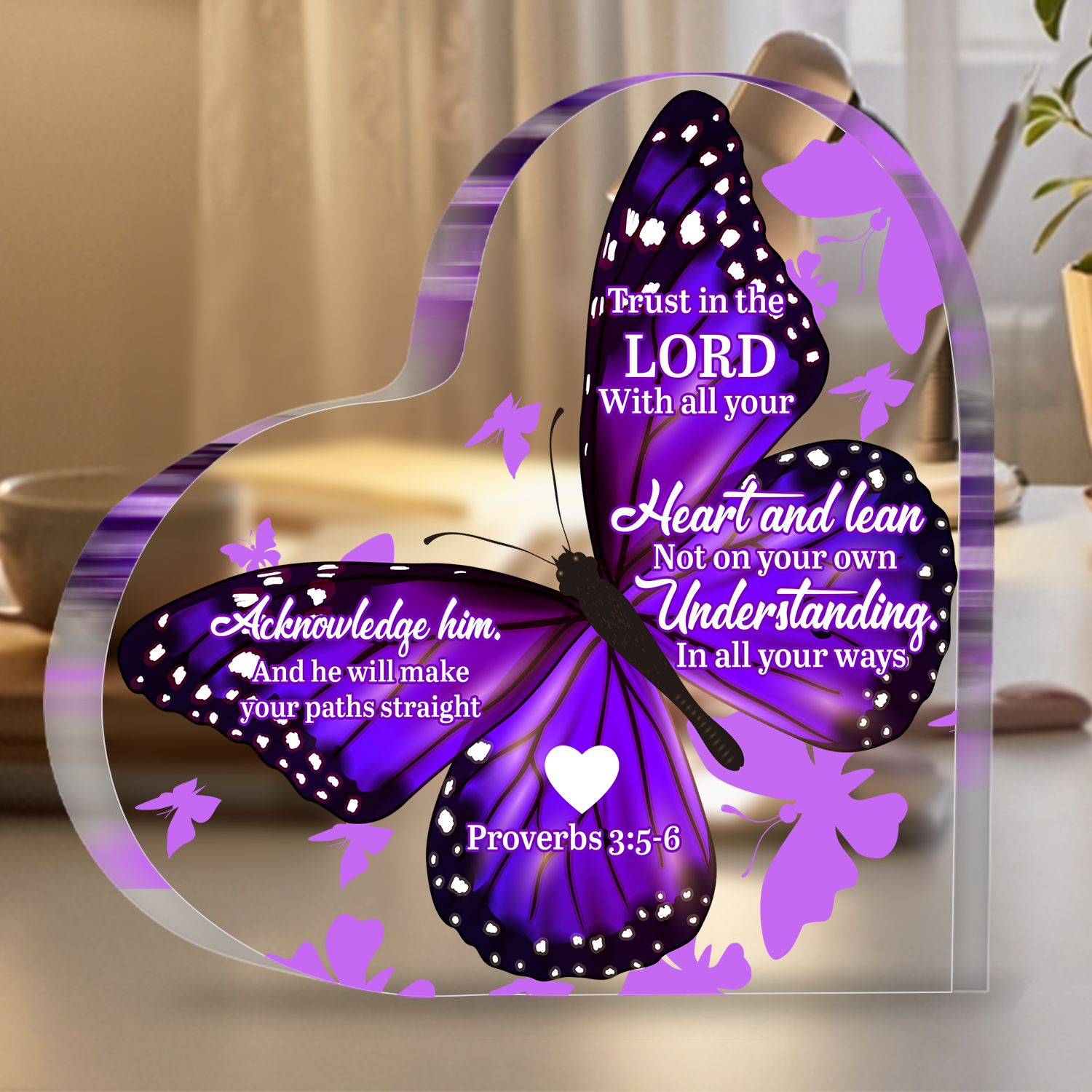 Trust With All Your Heart Butterfly Acrylic Plaque Christian Gifts Religious Gifts Inspirational Gifts with Bible Verse Prayers