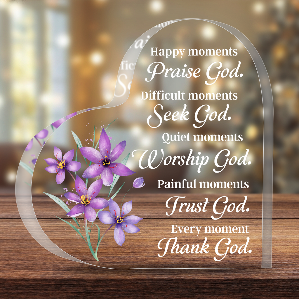 Thank God Christian Bible Verses Acrylic Hearts Plaques