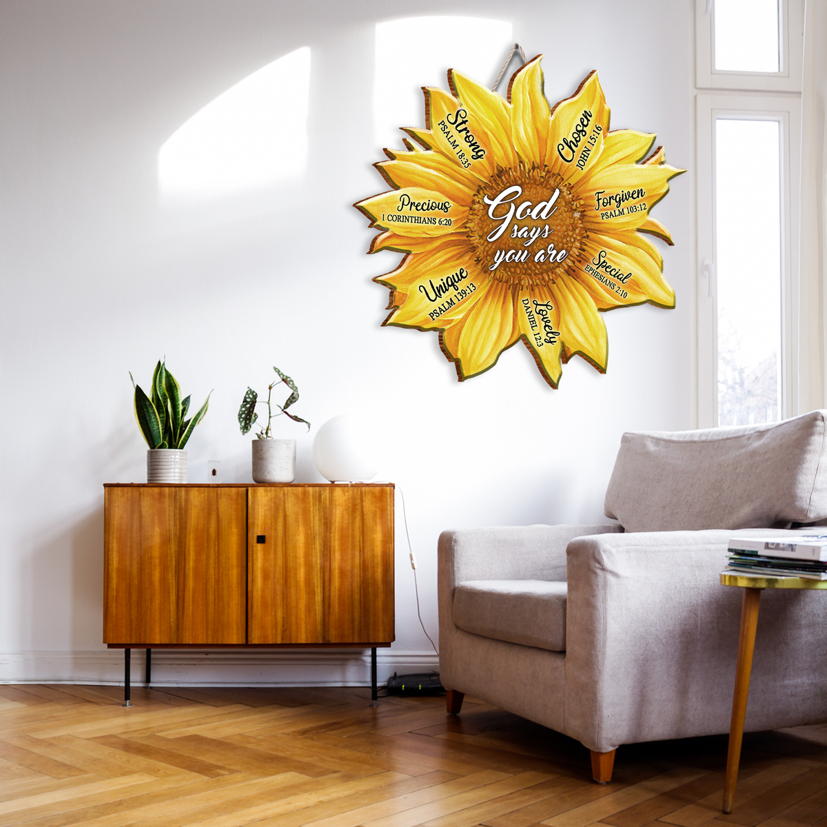 Sunflower God Says You Are Inspirational Gift Birthday Gifts Wall Decor Shaped Wood Sign
