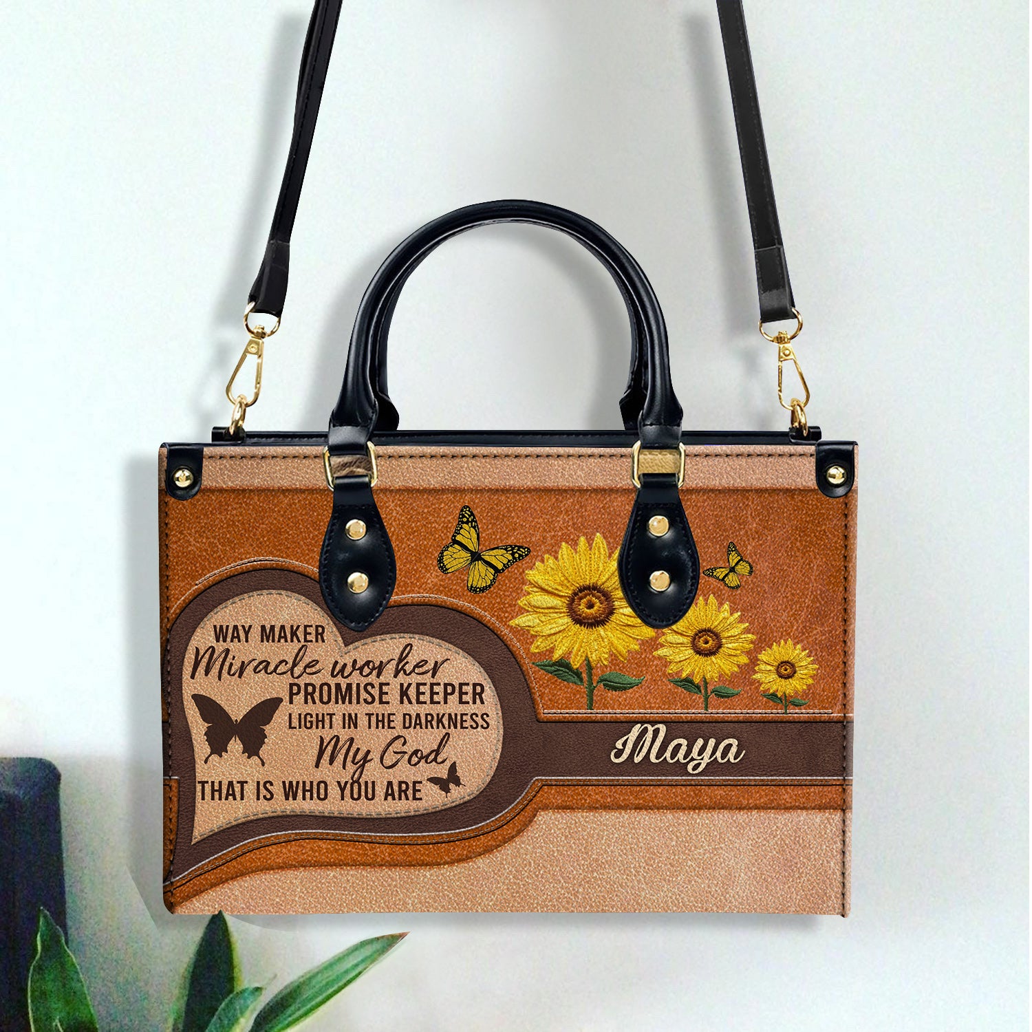 Way Maker Miracle Worker Personalized Leather Handbag