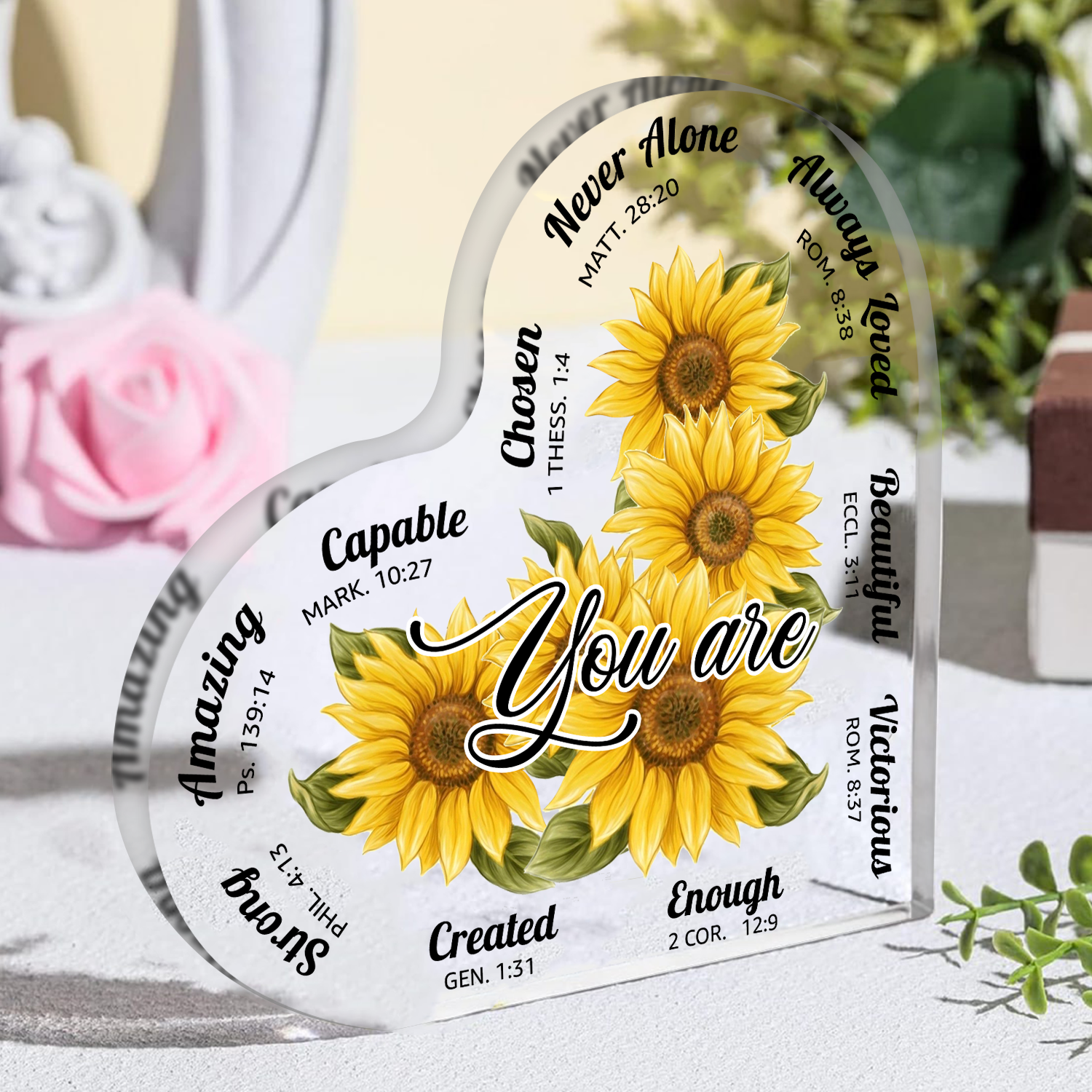 Sunflower You Are Acrylic Plaque Heart Shaped Gifts