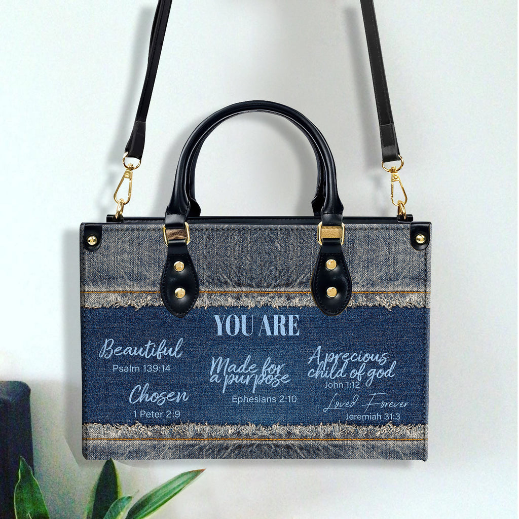 You Are Beautiful Bag Birthday Gift for Women, Christian Gift Leather Handbag