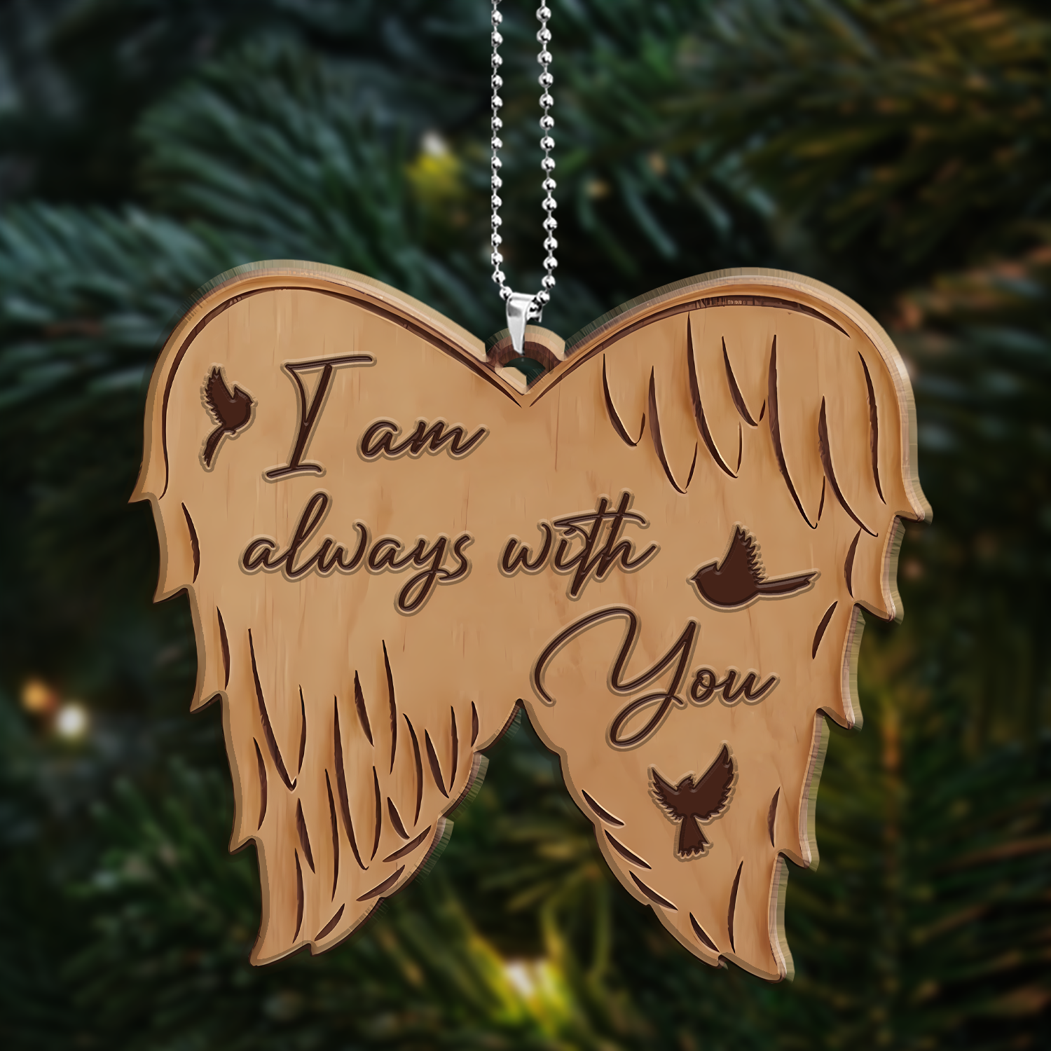 Angel Wings Cardinals I A Always With You Wood Ornament