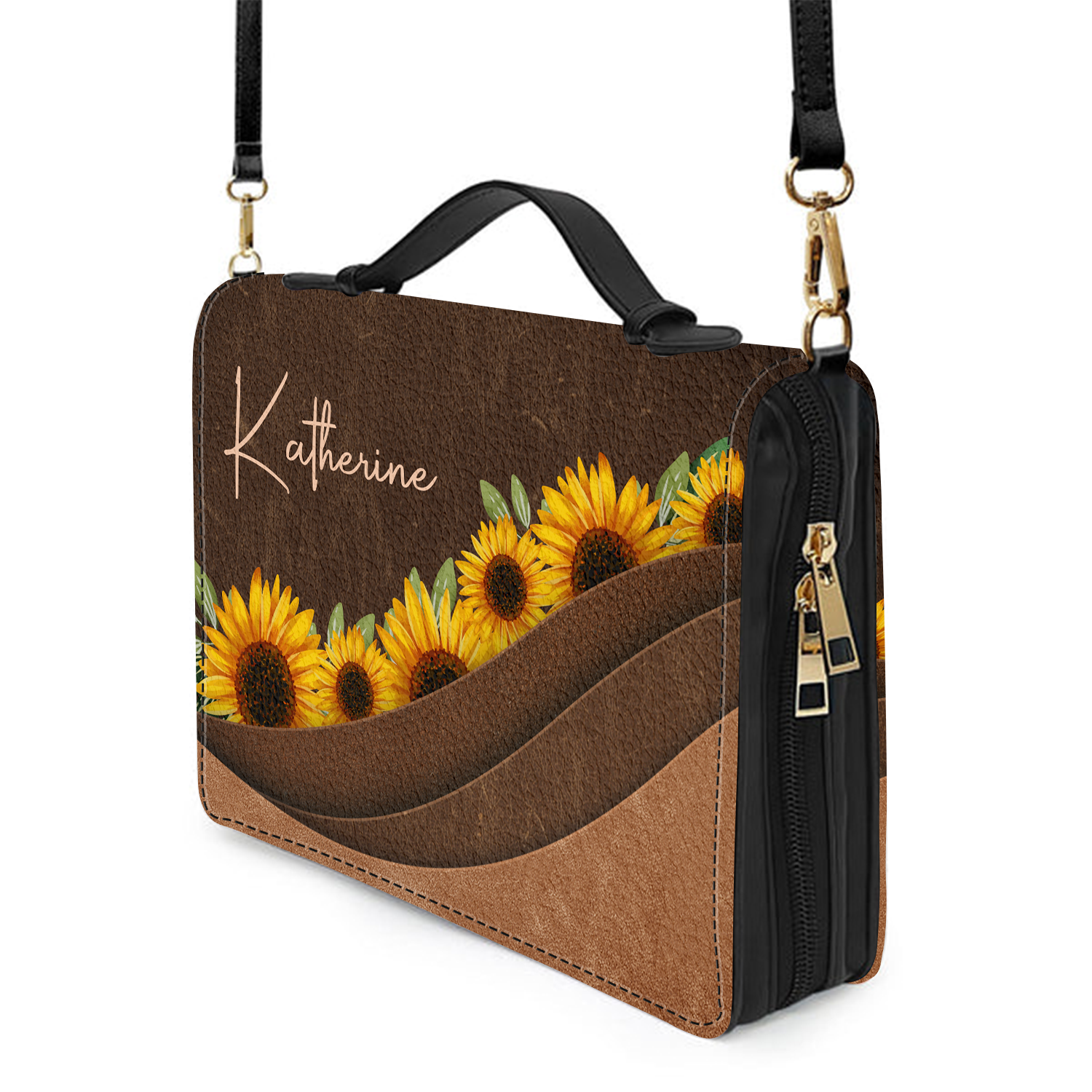 Sunflower I Can Do All Things Through Christ Christian Personalized Bible Cover