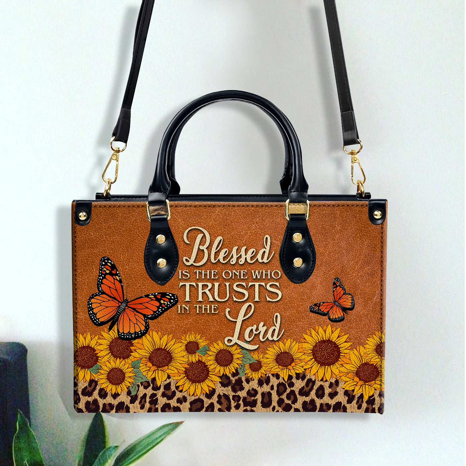 Blessed Is The One Who Trusts In The Lord Leather Handbag