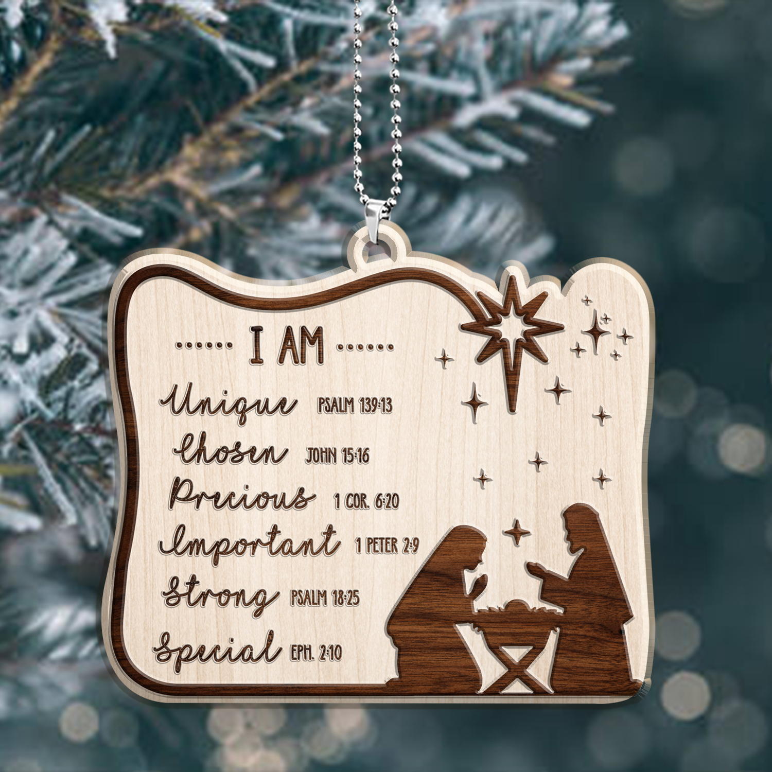 Engraved Wood Ornament I Am Identity In Christ Ornament