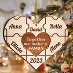 Christmas Family Heart Puzzle Custom Two Layers Ornament Christmas Ornament Car Hanging Ornament