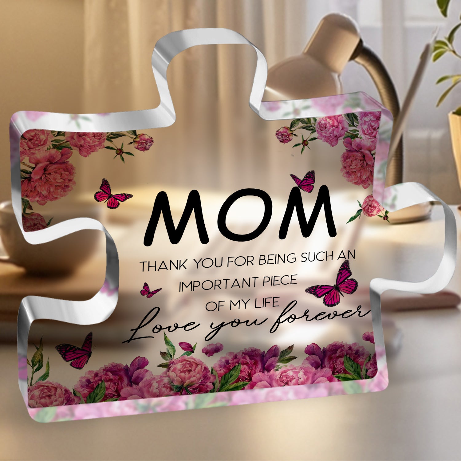 Gifts for Mom Thank You Acrylic Plaque Block Puzzle Mothers Day Thanksgiving Birthday Gifts for Mom