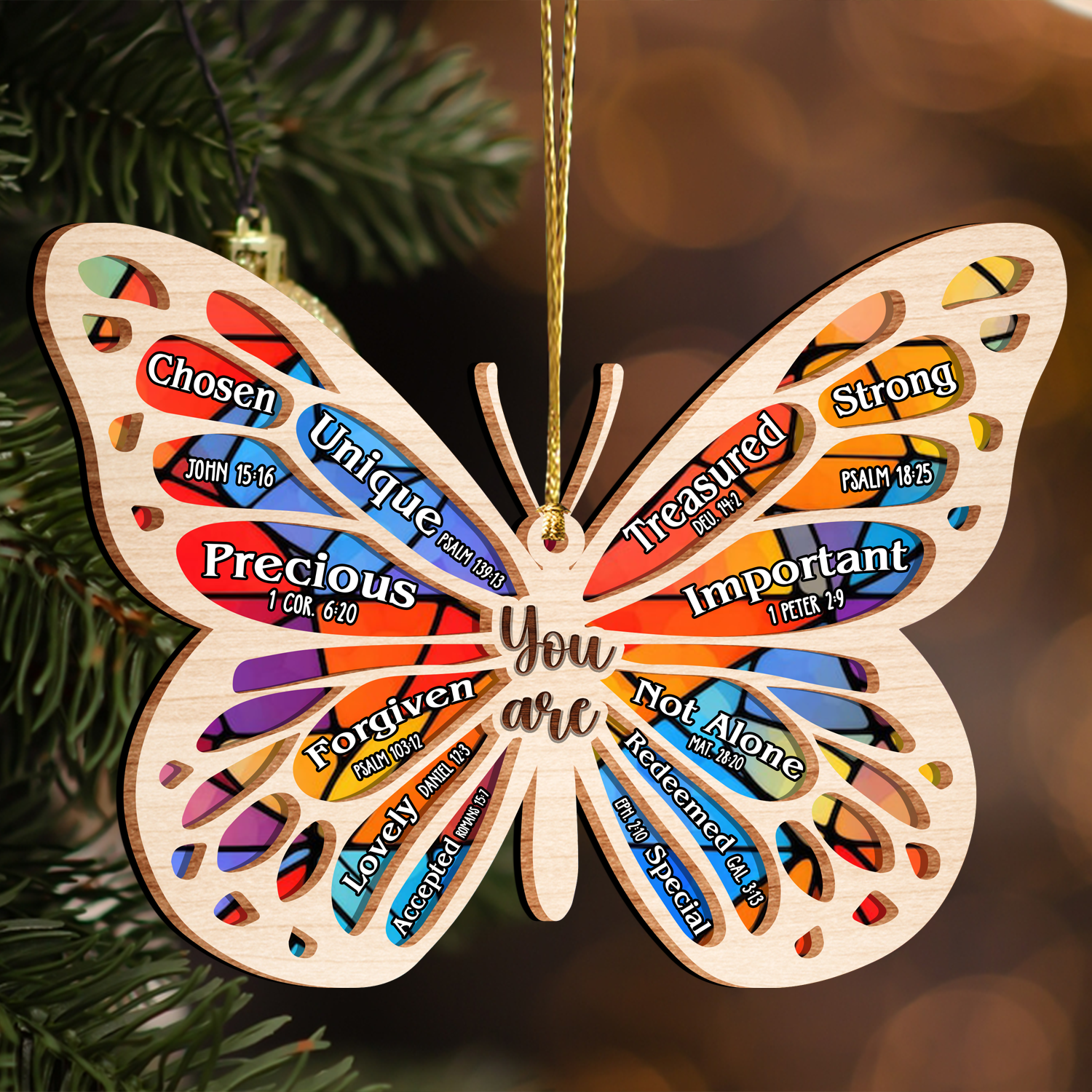 Butterfly You Are Stained Glass Pattern Two Layers Suncatcher Ornament Christmas Ornament Car Hanging Ornament