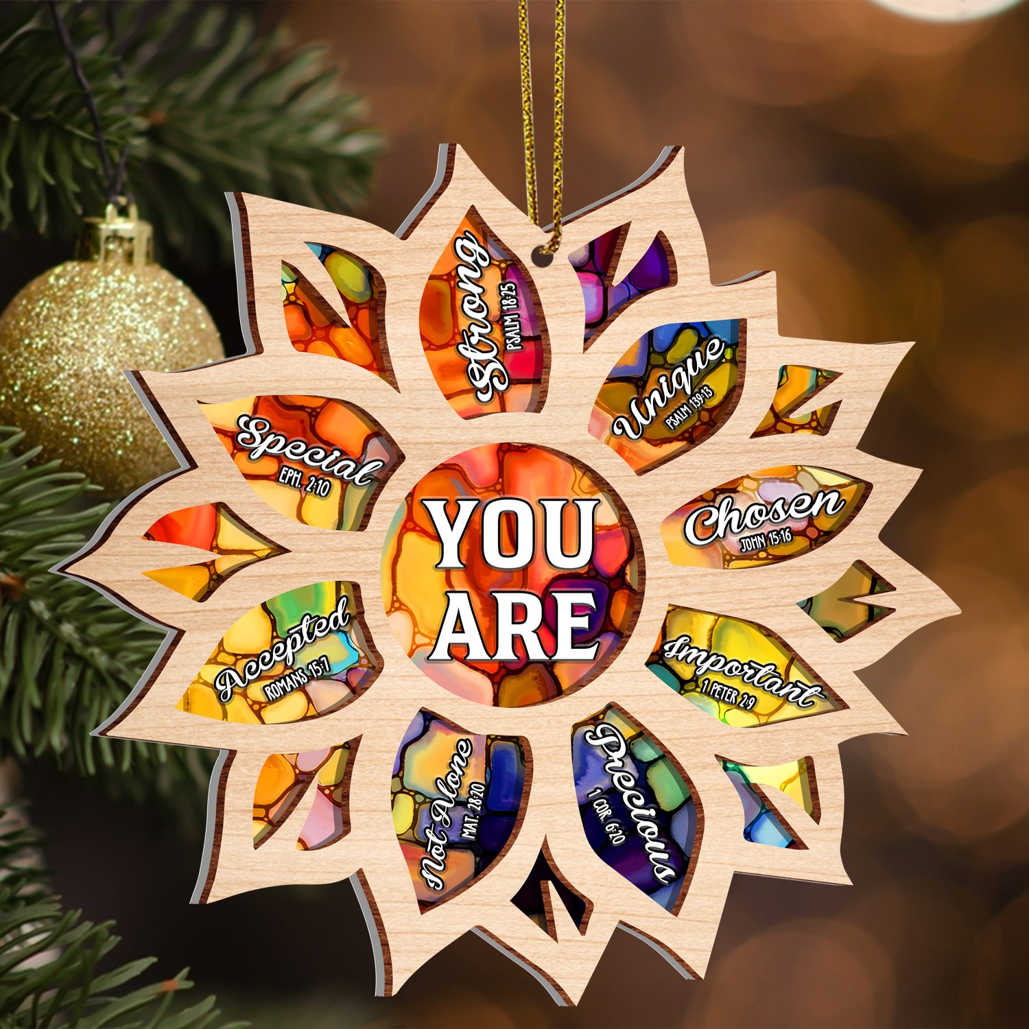 Sunflower You Are Stained Glass Pattern Two Layers Suncatcher Ornament Christmas Ornament Car Hanging