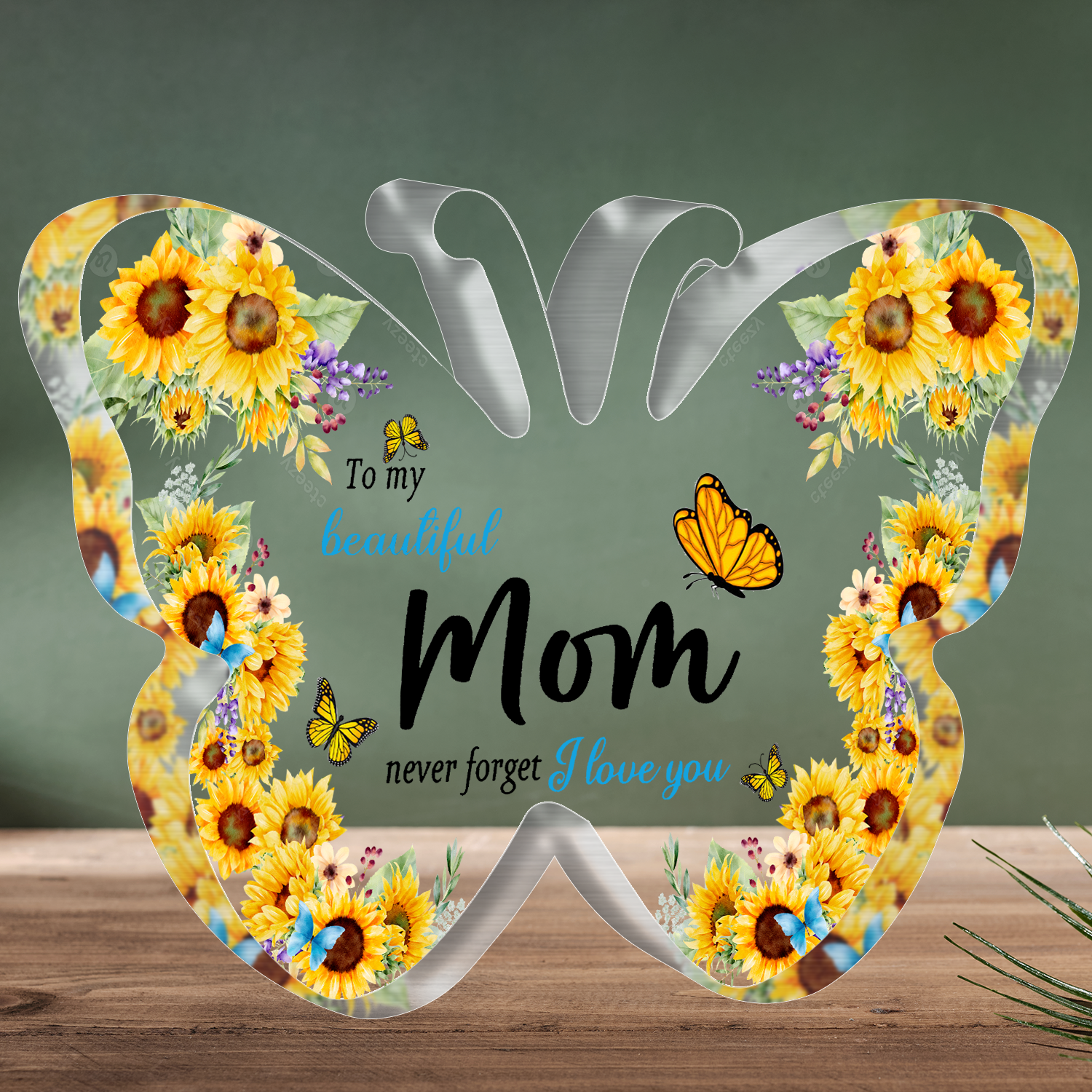 To My Beautiful Mom Sunflower Acrylic Plaque Mother's Day Thanksgiving Birthday Gifts for Mom