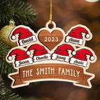 Christmas Santa Hat Family Stained Glass Custom Two Layers Suncatcher Ornament Christmas Ornament Car Hanging Ornament