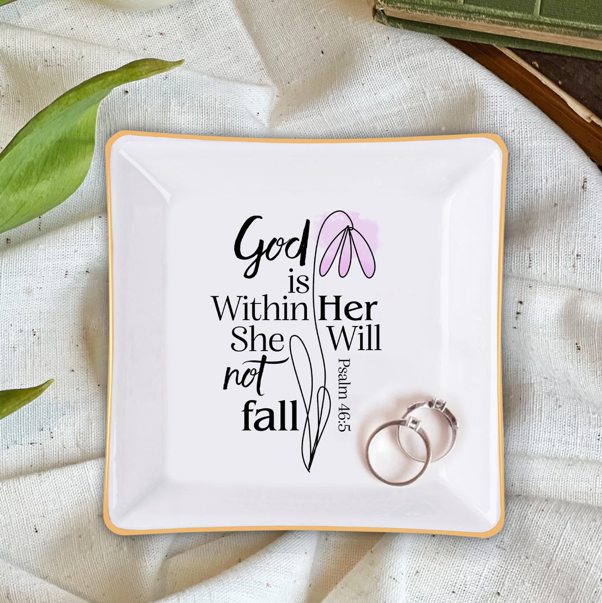 She Is Not Fall God Is Within Her Christian Gift Inspirational Religious Gift Ceramic Ring Dish