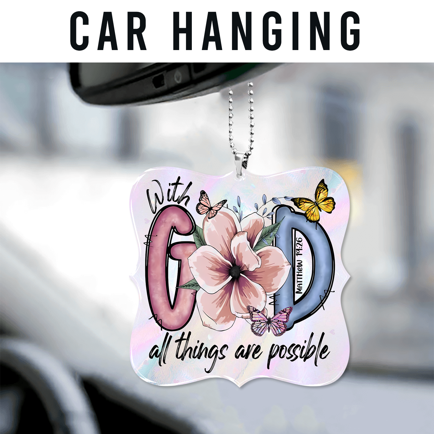 Flower Butterfly With God Christian Gifts For Women, Birthday Gifts For Women, Ornament Gift Bible Verse You Are Christmas Ornament Car Hanging