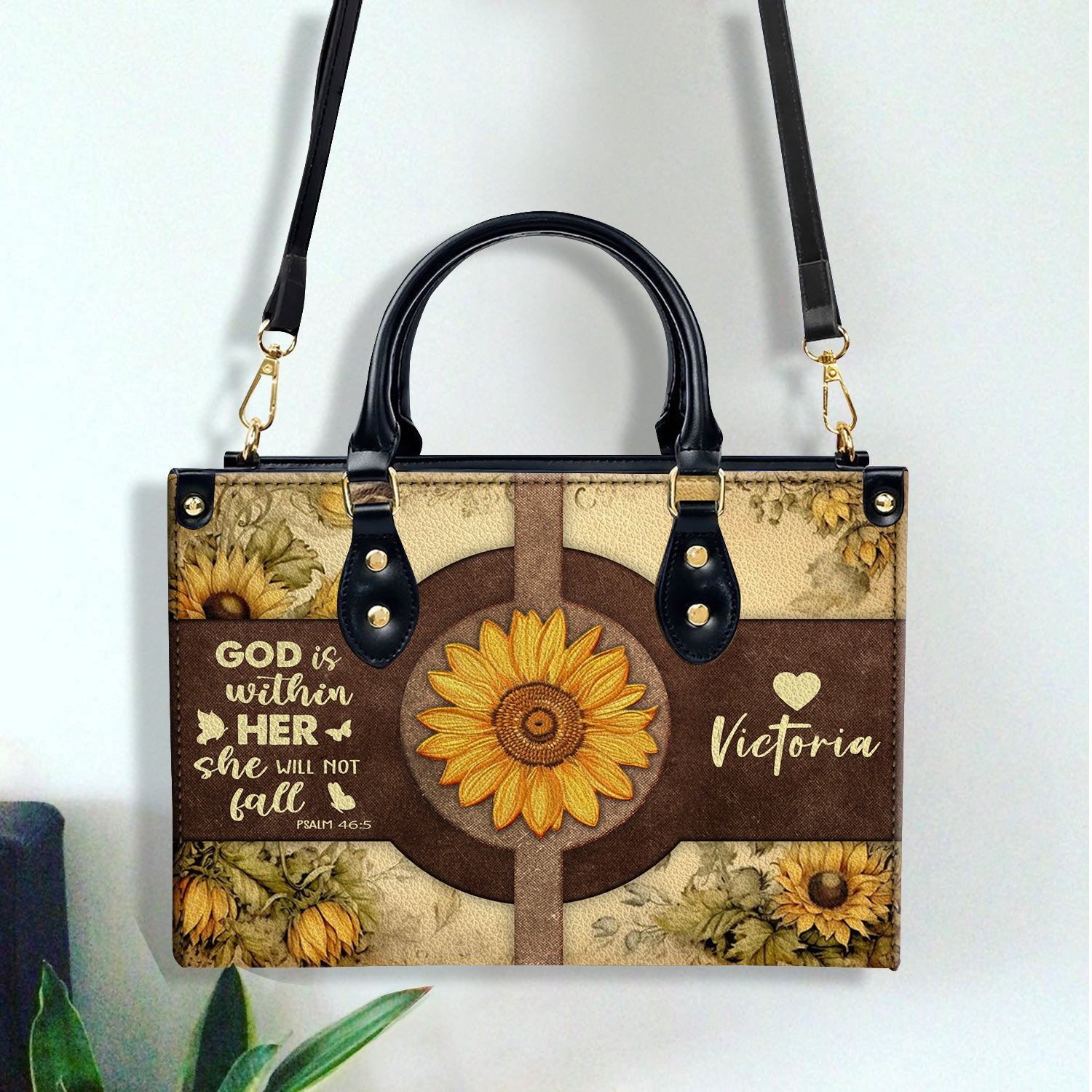 She will not fall Sunflower Style Personalized Leather Handbag