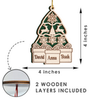 Green Wood Christmas Pine Gift Family Custom Ornament 2 Wooden Layers Christmas Hanging Gift