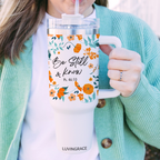 Floral Be Still Bible Verse Inspirational Gifts for Women Friends 40Oz Tumbler