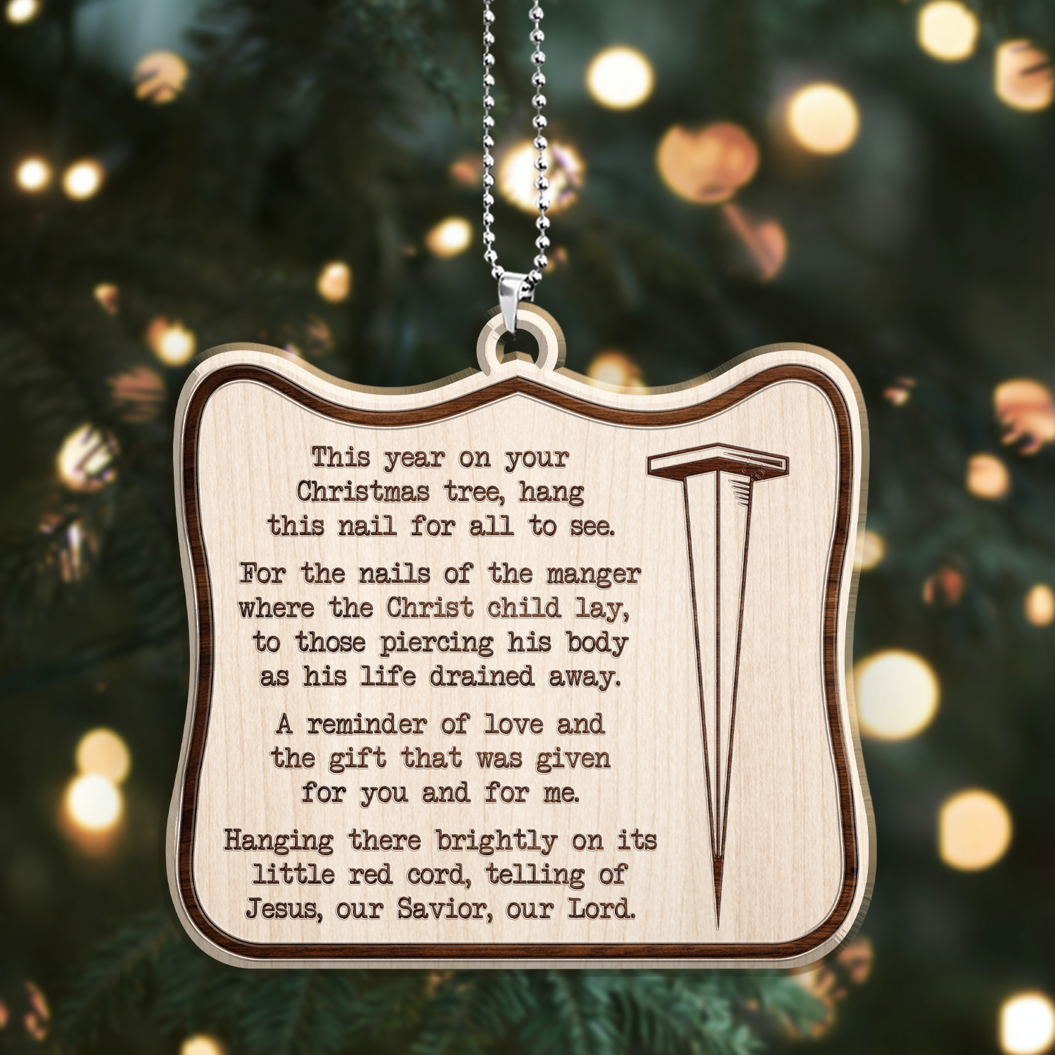 Christ Nail Symbol Christmas Laser Cut Wood Ornament