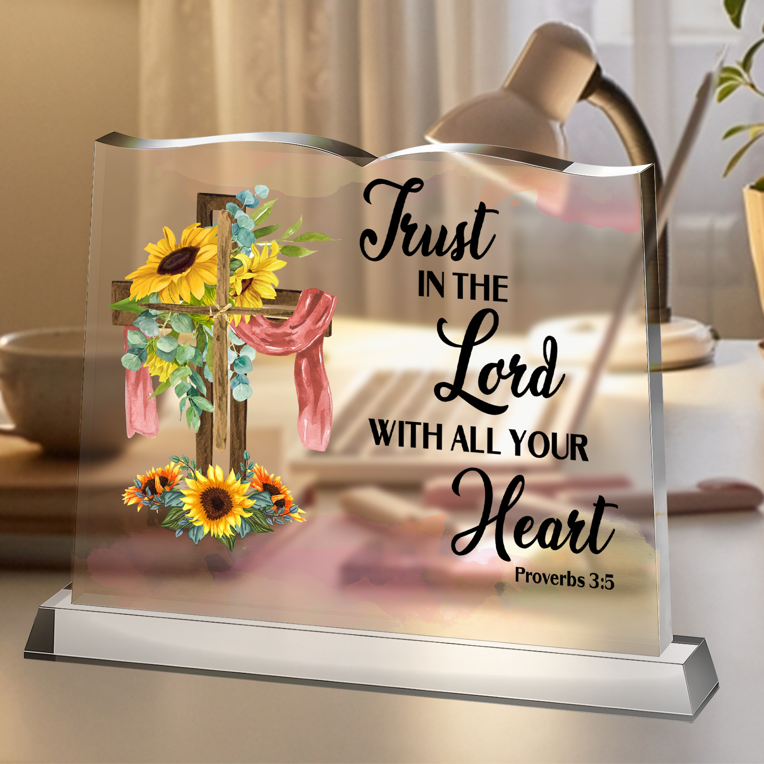 Trust In The Lord Book Shaped Acrylic Plaque Christian Gifts Bible Verses Religious Gifts