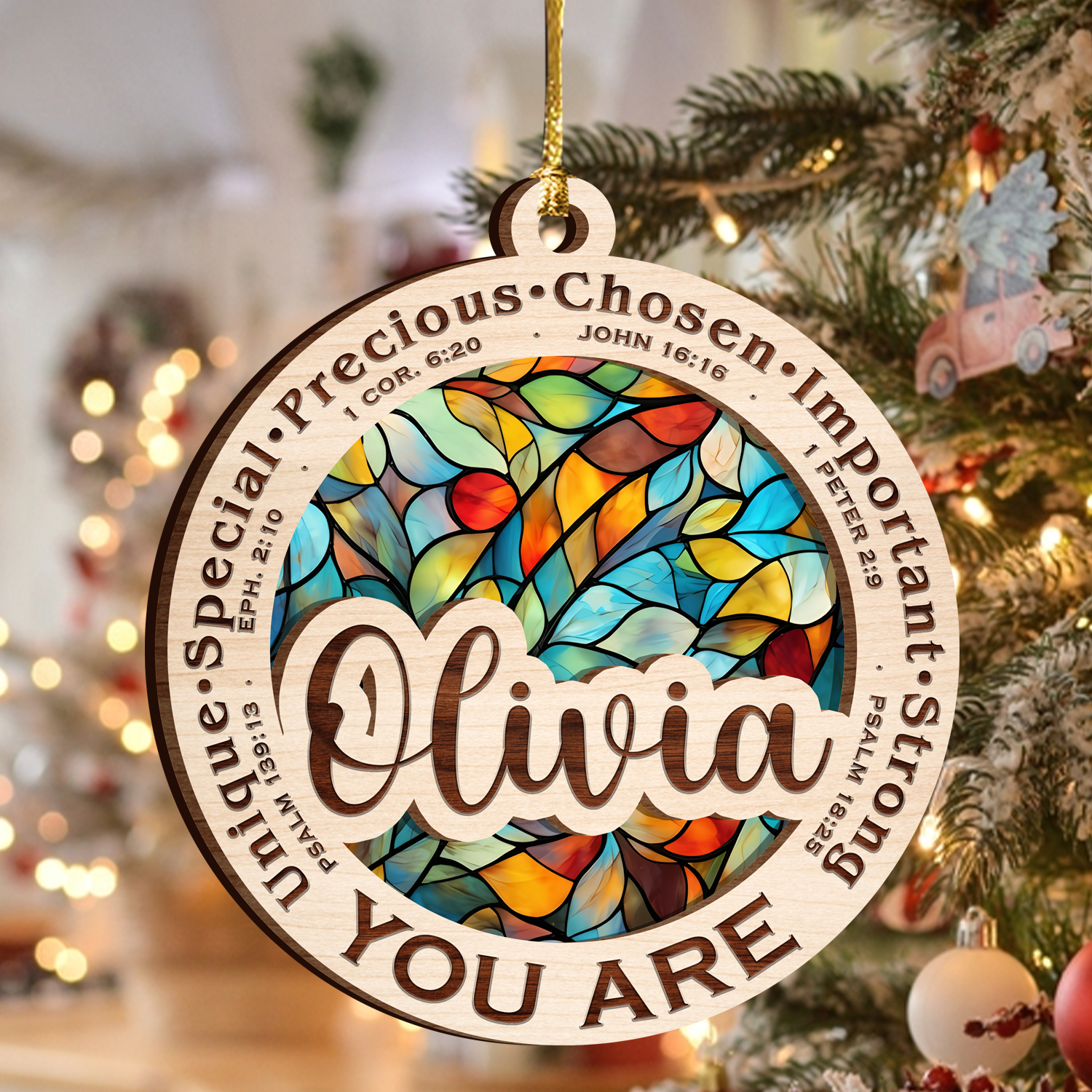 Christmas You Are Stained Glass Two Layers Suncatcher Ornament Christmas Ornament Car Hanging Ornament