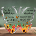 Butterfly Sunflower God Loves You Acrylic Plaque Christian Gifts Bible Verses Religious Gifts