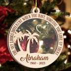 Memorial Someone You Love With Palm Trees Custom Ornament Two Layers Christmas Car Hanging Wooden Transparent Acrylic Ornament