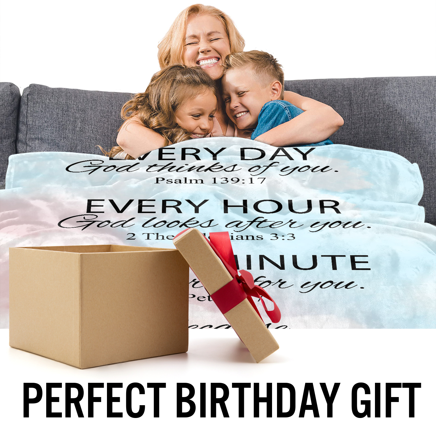 Bible Verse Blanket with Inspirational Thoughts and Prayers- Religious Throw Fleece Blanket