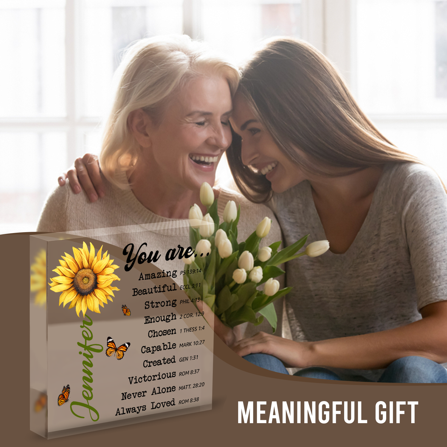 Sunflower Custom You Are Acrylic Plaque Christian Gifts