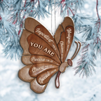Flying Butterfly You Are Identity In Christ Engraved Dark Wood Ornament Christmas Gift