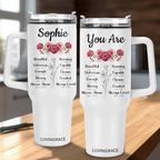 Floral Hibiscus Bible Verse Custom Inspirational Gifts for Women Friends 40Oz Tumbler