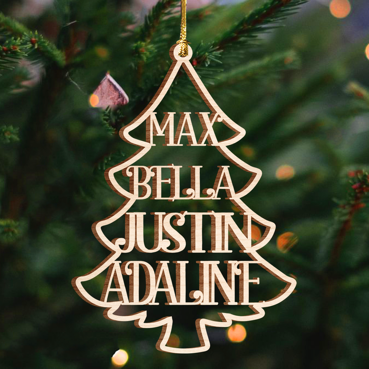 Christmas Tree Family Custom Christmas Car Hanging Wooden Ornament