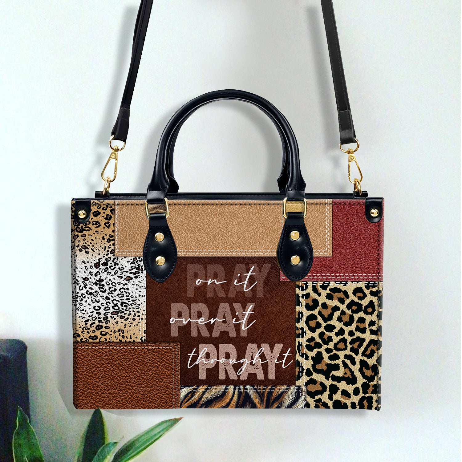 Pray On It Pray Over It Pray Through It, Faithful Gift Leather Handbag