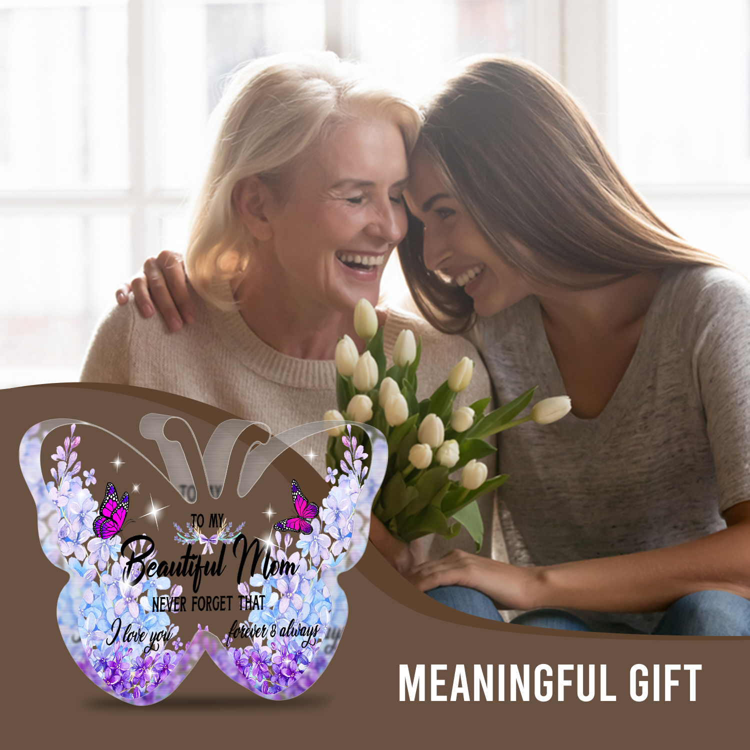 To My Beautiful Mom Butterfly Acrylic Plaque Mother's Day Thanksgiving Birthday Gifts for Mom