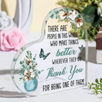 Blue Floral Thank You Acrylic Plaque Heart Shaped Gifts
