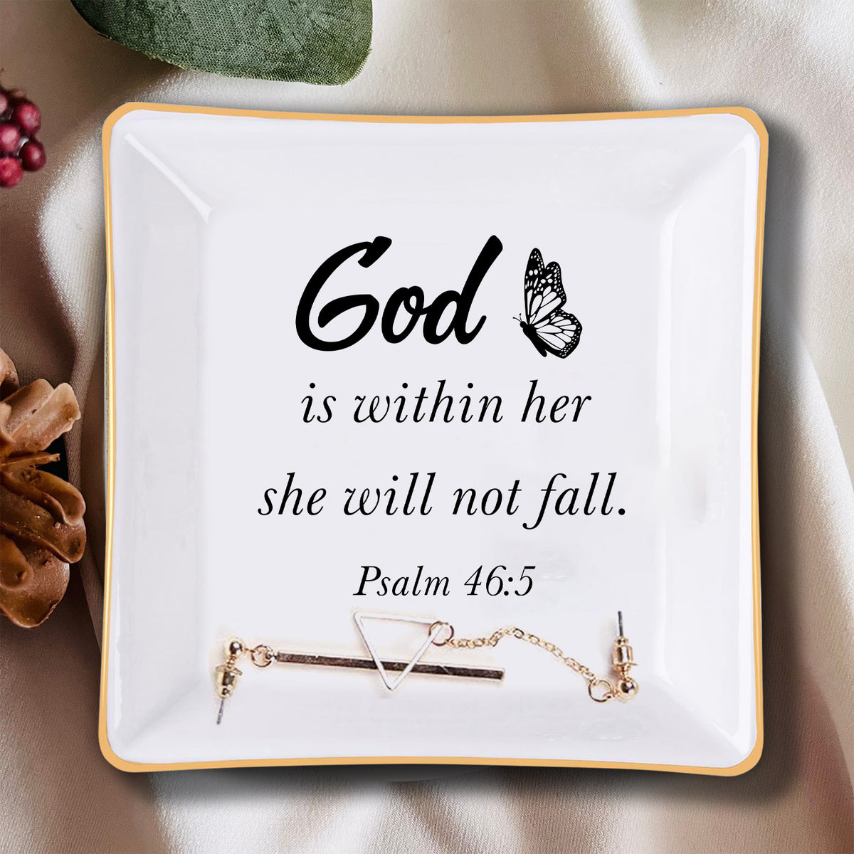 God Is Within Her She Is Not Fall Christian Gift Inspirational Religious Gift Ceramic Ring Dish