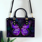 She Will Not Fall Personalized Zippered Leather Handbag With Handle Christian Gift Religious Gift For Women