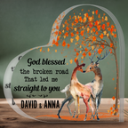 Deer Couple God Blessed Acrylic Plaque Custom Name Gift