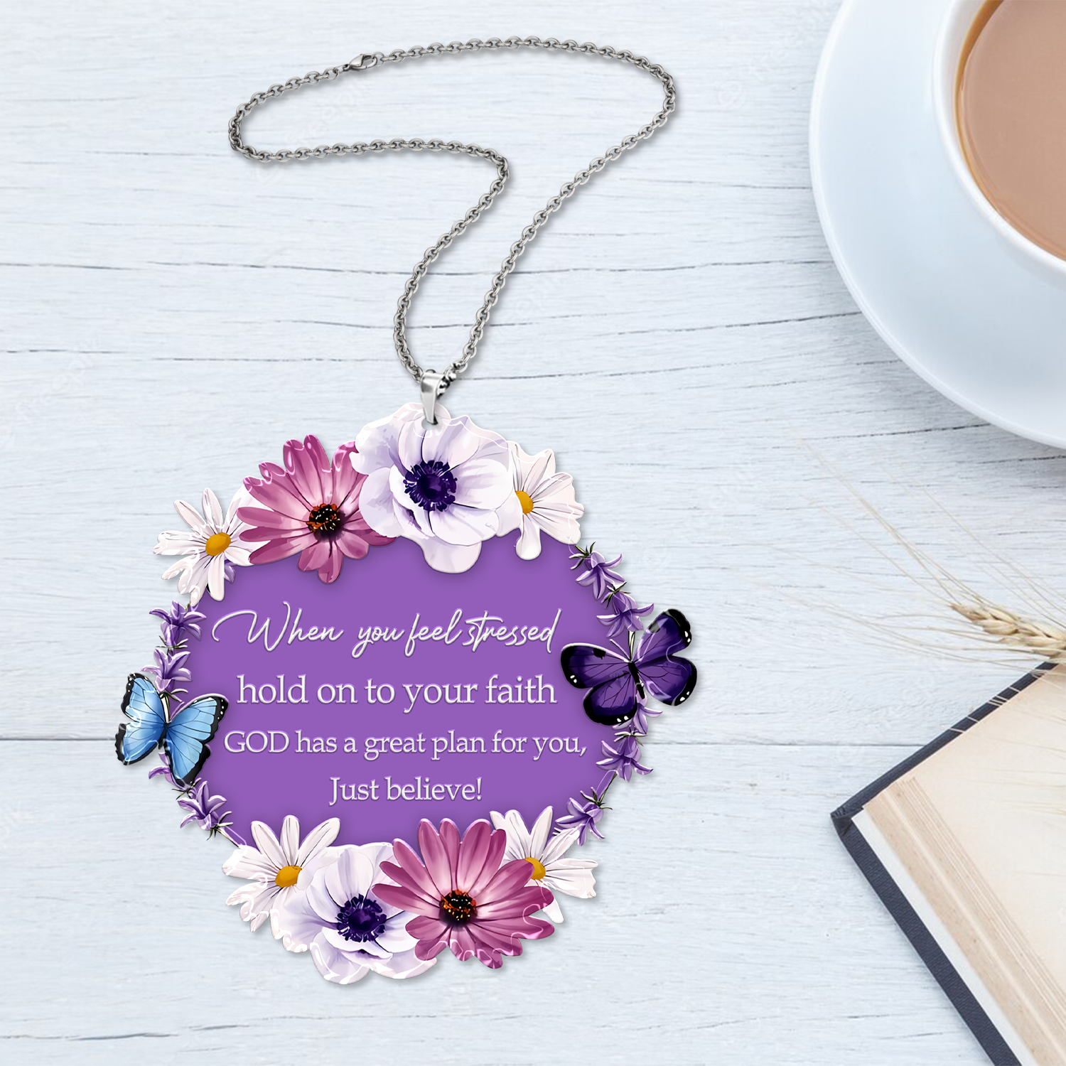Daisy Floral Hold On Your Faith Christian Gifts For Women, Birthday Gifts For Women, Ornament Gift Bible Verse Christmas Ornament Car Hanging
