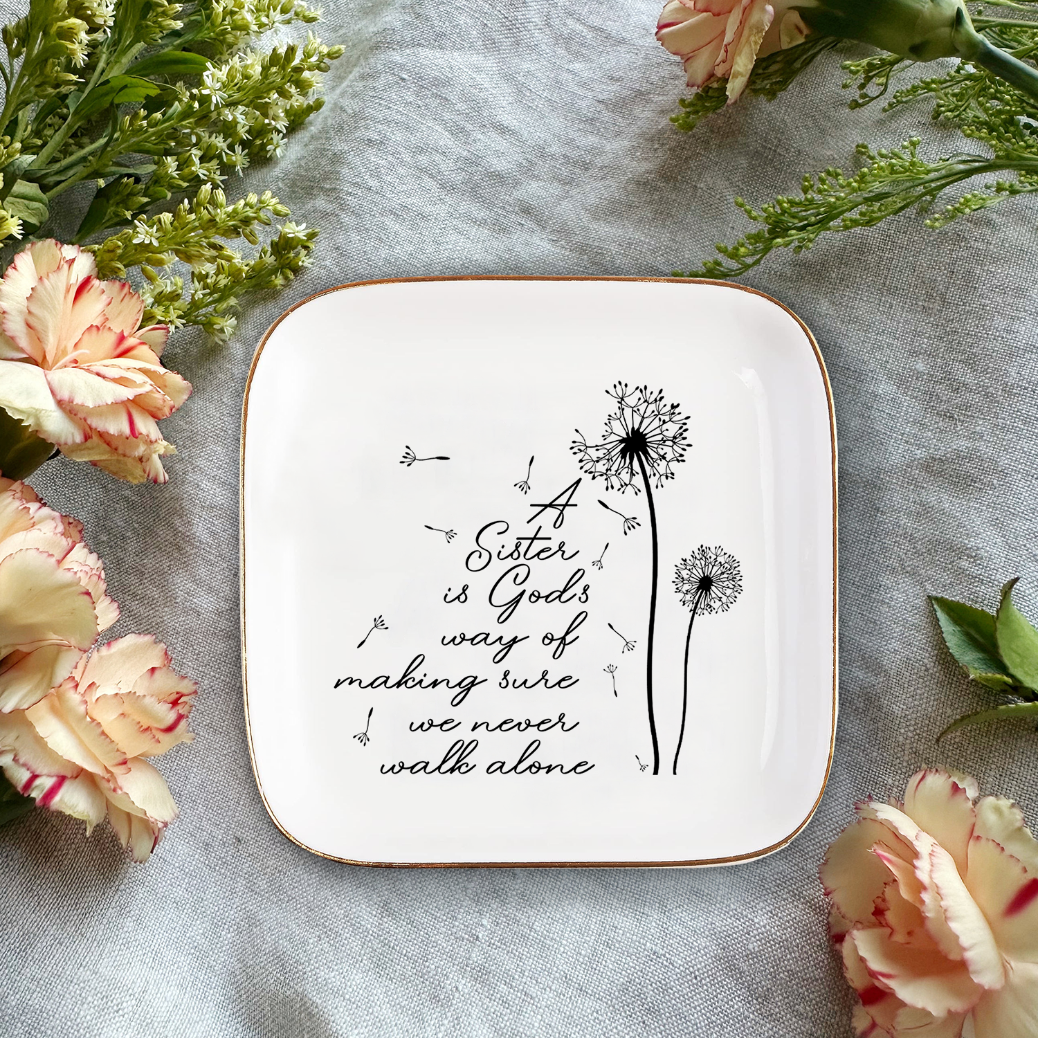 A Sister Is God's Way Inspirational Gifts for Women Ceramic Ceramic Ring Dish Birthday Gifts for Sister Best Friends