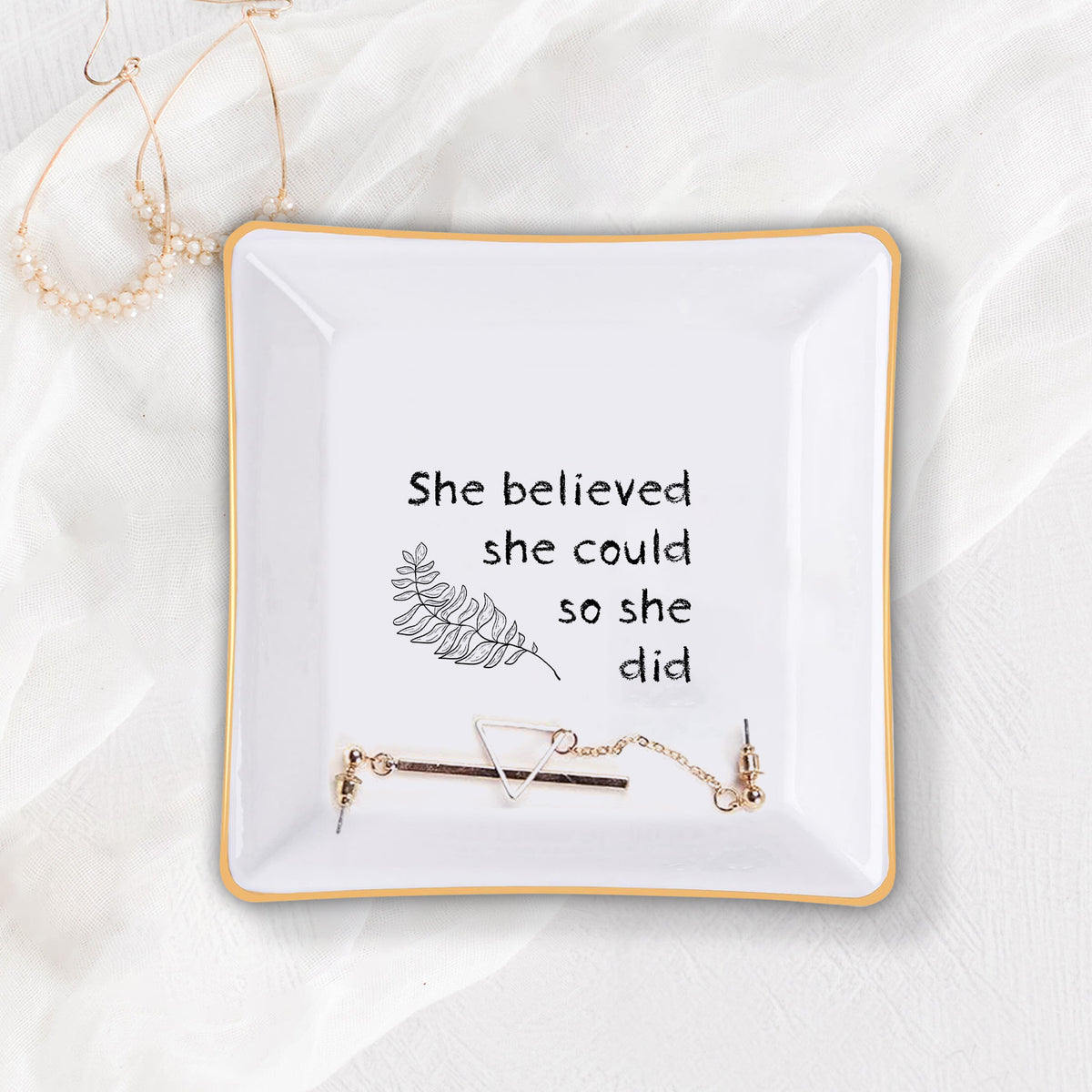 She Believed Bible Verse Christian Gifts Inspirational Religious Gifts Ceramic Ring Dish